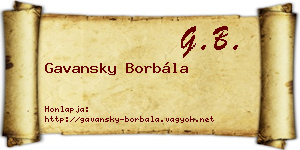 Gavansky Borbála névjegykártya