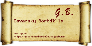 Gavansky Borbála névjegykártya
